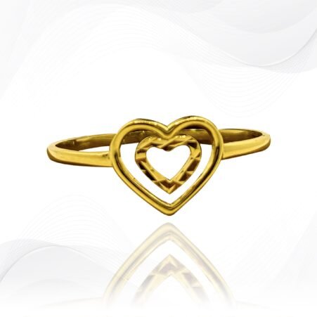 18K Gold Ring Heart 1.3