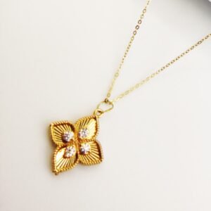 GNFFY-16-1052-009-2 18k Embellish Gold Flower Necklace