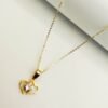 GNFHSY-16-076-010-1 18K Embellish Gold Double Heart stone Necklace