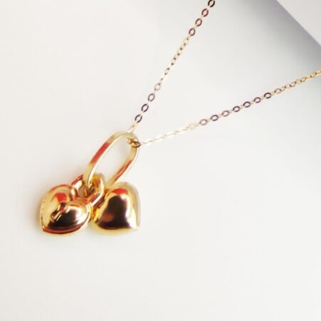 GNUHY16-101-007-2 18K Embellish Gold Double Heart Necklace