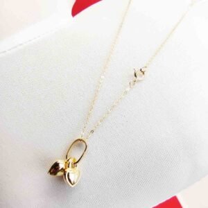 GNUHY16-101-007-3 18K Embellish Gold Double Heart Necklace