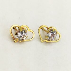 LET1.42-1 18K Real Embellish Gold Double Heart Earrings