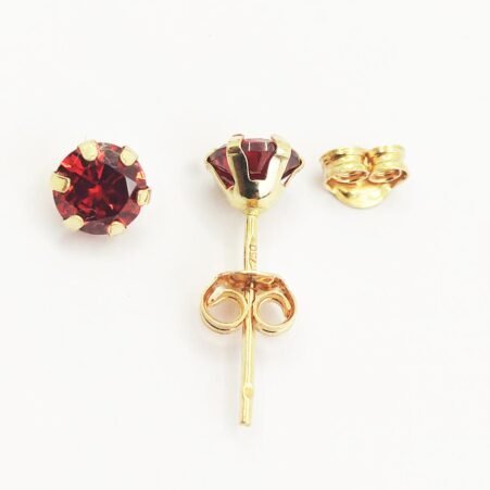 LET1.44-1 18k Real Embellish Gold Dark Red Zircon Stone Earrings