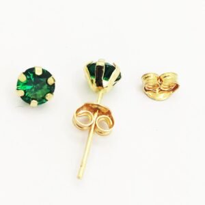 LET1.45-1 18K Embellish Gold Zircon Stone Green Earrings