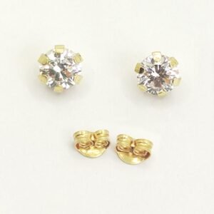 1LET1.47-2 18K Embellish Gold Zircon Stone Earrings