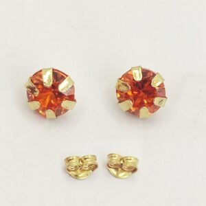 let1.48-1 18K Embellish Gold Red Zircon Stone Earrings