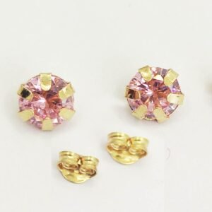 let1.49-2 18K Embellish Gold Pink Zircon Stone Earrings