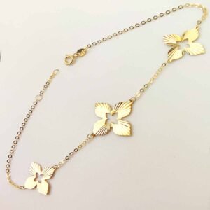 GBFF3P18-0093-007-1 18K Embellish Gold 3 Pendant Flower Bracelet