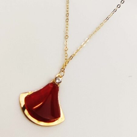 GNFBCR16-0096-015-1 18K Embellish Gold Red Artificial Stone Necklace