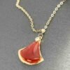 GNFBCR16-0096-015-3 18K Embellish Gold Red Artificial Stone Necklace