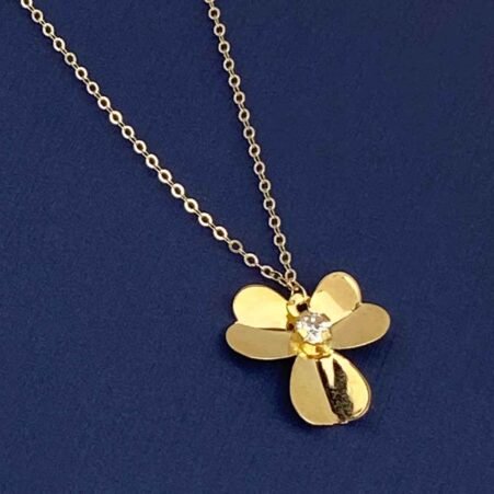 GNFF-1004-018-1 18K Real Saudi Gold Frivole Flower Necklace 018