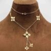 GNFF5P16-1041-016-2 18K Saudi Gold 5 Pendant Flower Necklace