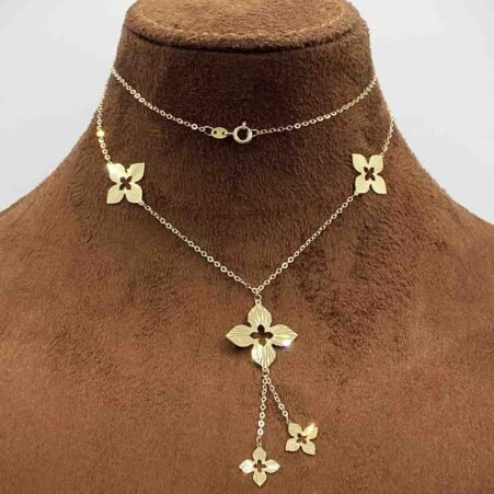 GNFF5P16-1041-016-2 18K Saudi Gold 5 Pendant Flower Necklace