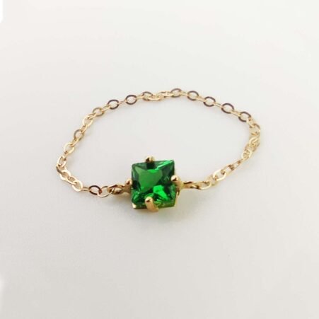 GRFSGR-0028-001-01 18K Embellish Gold Artificial Stone Green