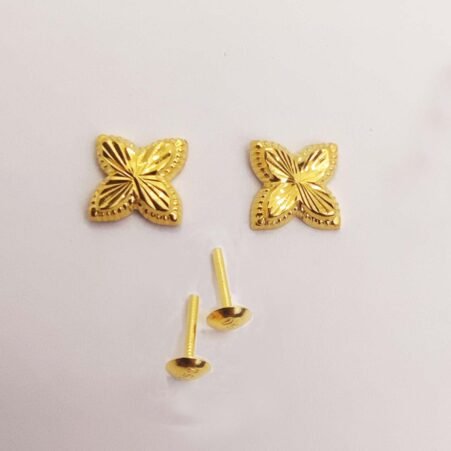 GEFFS-0032-011-01 18K Embellish Gold Screw Flower Earrings