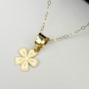 GNHL-0071-045-0118k Real Saudi Gold Four leave Clover Necklace 045