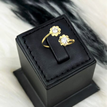 GRSFF-0062-098-0118k Real Saudi Gold 2 Sunflower Flower Ring