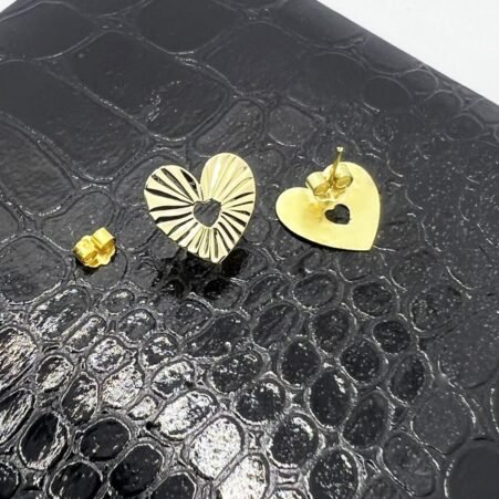 GEFH-0050-015-0118k Real Saudi Gold Sweet Heart Earrings