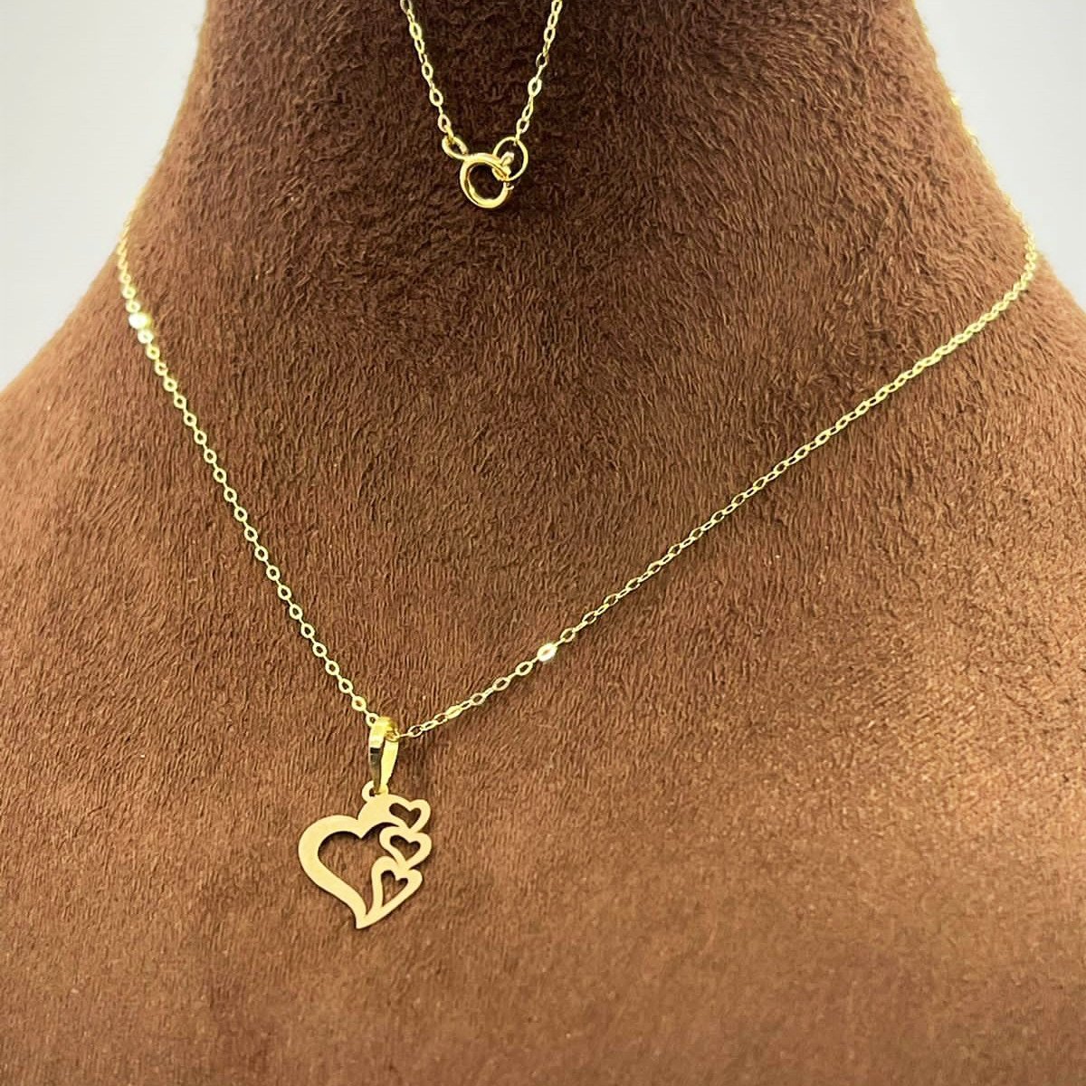 GNHF-0059-113-0118k Real Saudi Gold 4 Heart Pendant Necklace