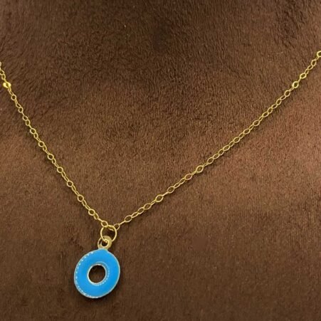 GNMF-0058-124 18K Gold Blue Circle Necklace