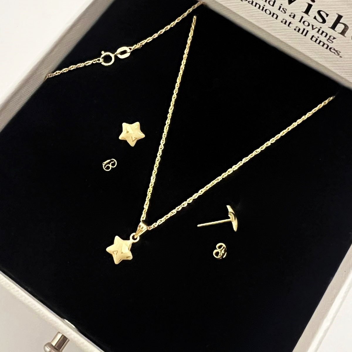 GSTSF-1047-013-0118k Real Gold Star Earring And Necklace Set